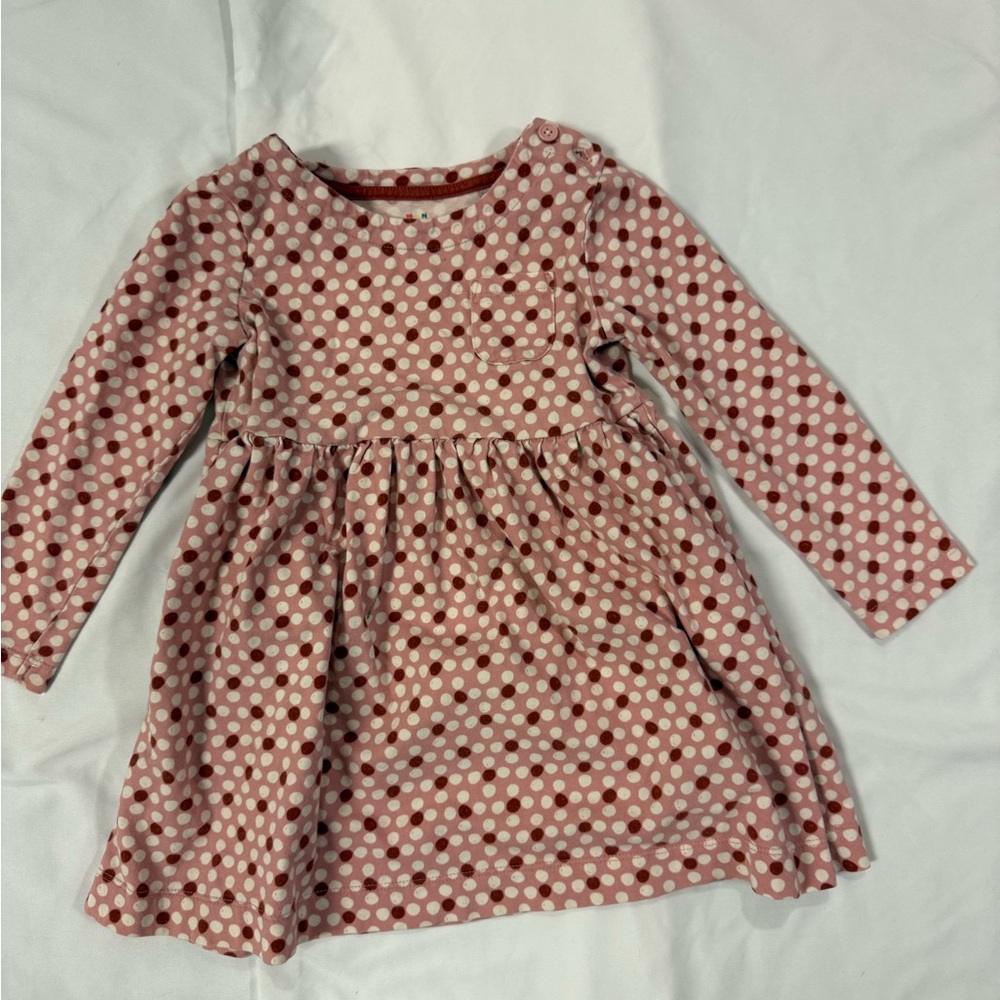 Mini Boden Pink and White Polka Dot dress size 3-4 yr